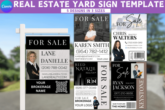 5 Real Estate Yard Sign Canva Template * FREE PROMO!