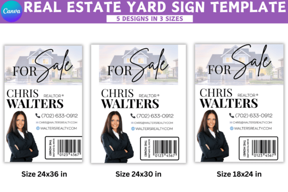 5 Real Estate Yard Sign Canva Template * FREE PROMO!