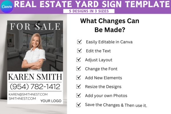5 Real Estate Yard Sign Canva Template * FREE PROMO!