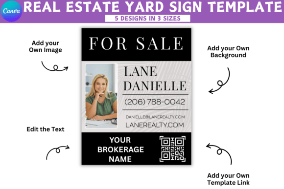 5 Real Estate Yard Sign Canva Template * FREE PROMO!