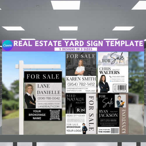5 Real Estate Yard Sign Canva Template * FREE PROMO!